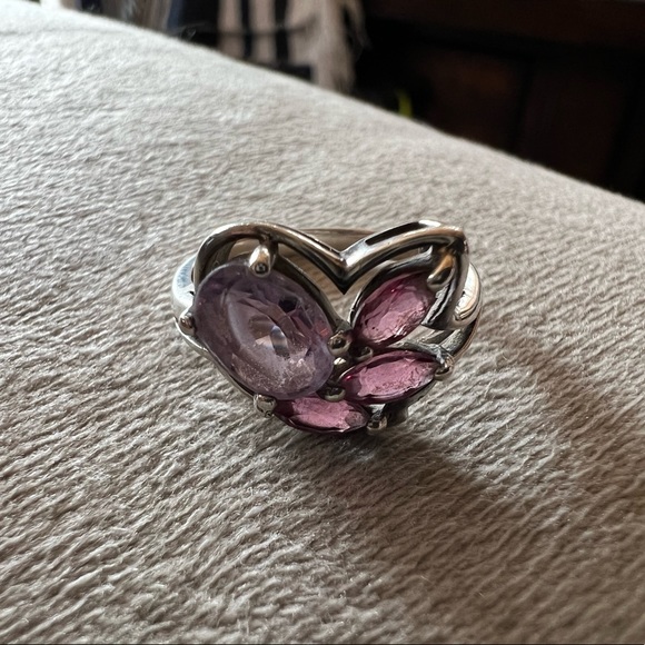 Vintage Amethyst & Pink Tourmaline Ring 7 - Picture 5 of 5
